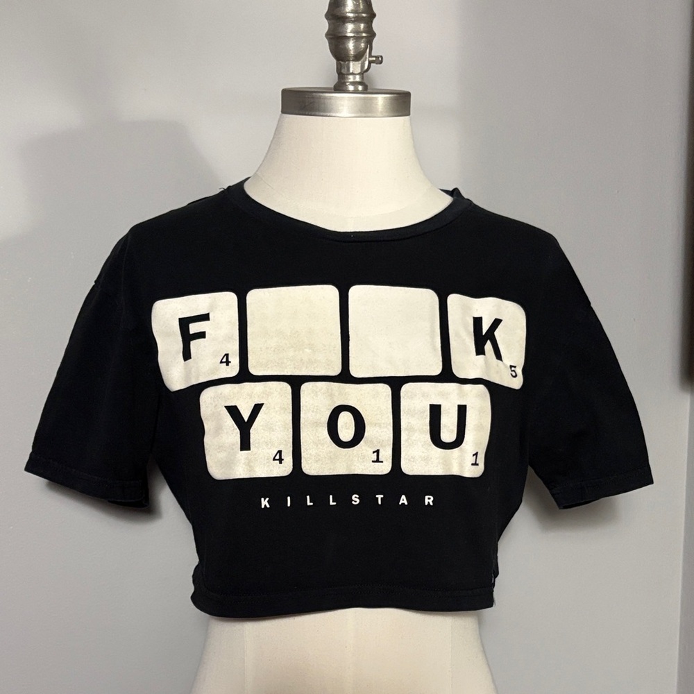 Killstar XS Black Scrabble Crop Top